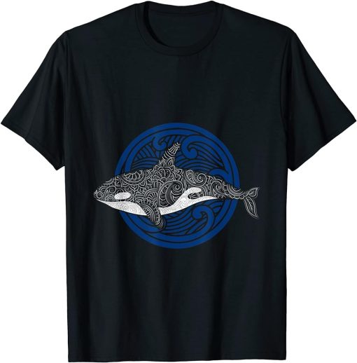 Killer Whale Design Ocean Waves Men Boys Kids Orca T-Shirt