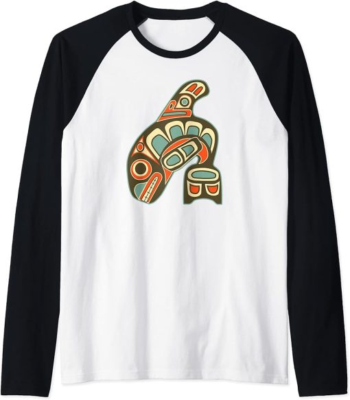 Orca Whale Northwest Haida Native American Indian Tribe Raglan Baseball Tee