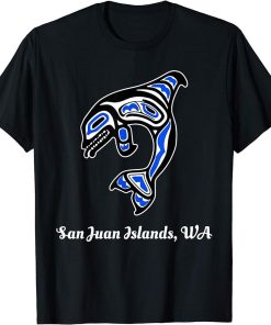 Blue Native American San Juan Islands WA Orca Killer Whale T-Shirt