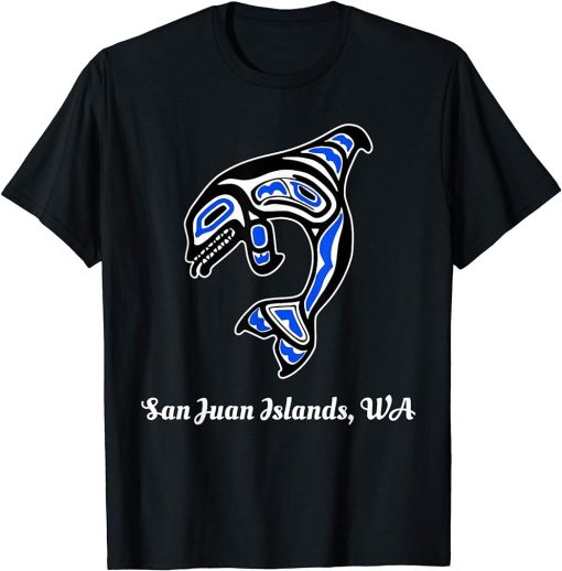 Blue Native American San Juan Islands WA Orca Killer Whale T-Shirt