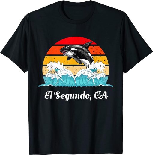 Vintage El Segundo CA Distressed Orca Killer Whale Art T-Shirt