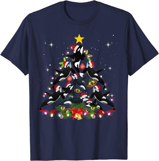 Orca Killer Whale and Christmas Tree Orca Whales Christmas T-Shirt