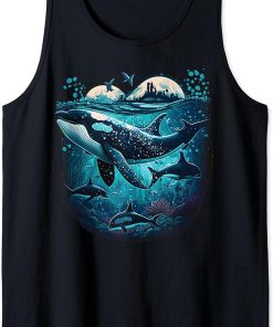 Colourful mystical orca whale watching dolphin pottwhale orca whale Tank Top