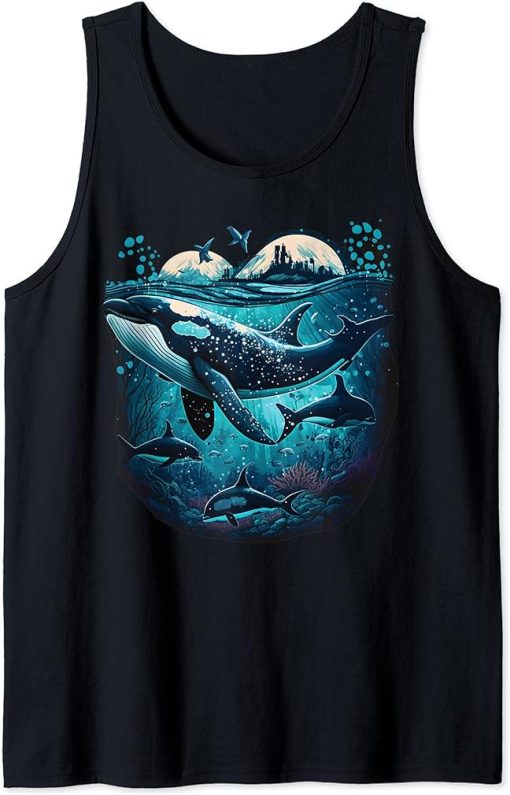 Colourful mystical orca whale watching dolphin pottwhale orca whale Tank Top