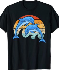 Retro Dolphin Tshirt, Dolphin Art Tee, Retro Dolphin Lover T-Shirt