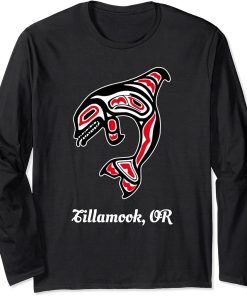 Native American Tillamook OR Red Orca Killer Whale Long Sleeve T-Shirt