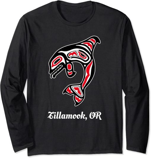 Native American Tillamook OR Red Orca Killer Whale Long Sleeve T-Shirt