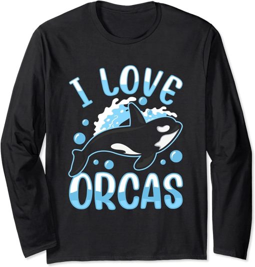 I Love Orcas Protect Sea Orca Whale Long Sleeve T-Shirt