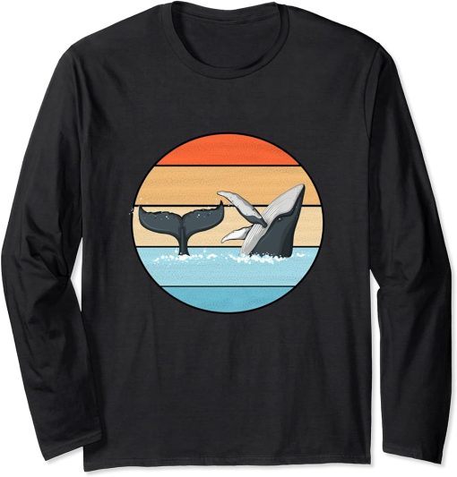 Save The Whales Killer Whale Orca Smart Dolphin Retro Orca Long Sleeve T-Shirt