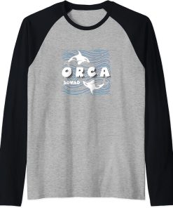 Orca Squad Whales Sea Animal Nature Wildlife Raglan Baseball Tee